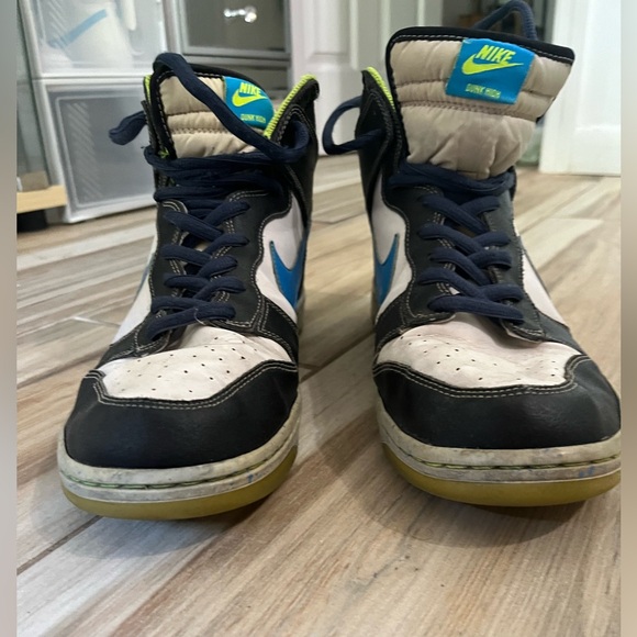 Nike Dunk High Premium white blue glow sneakers high tops Men’s size 12 WORN - Picture 3 of 11